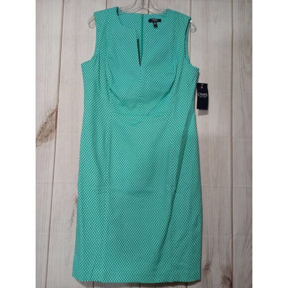 Ladies 16 Chaps Sleeveless Green Checkered Dress Career Work Office Interview - Picture 1 of 7